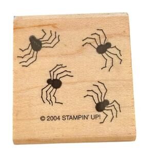 Stampin' Up! Vintage 2004 Creepy Crawling Spiders Halloween Rubber Stamp